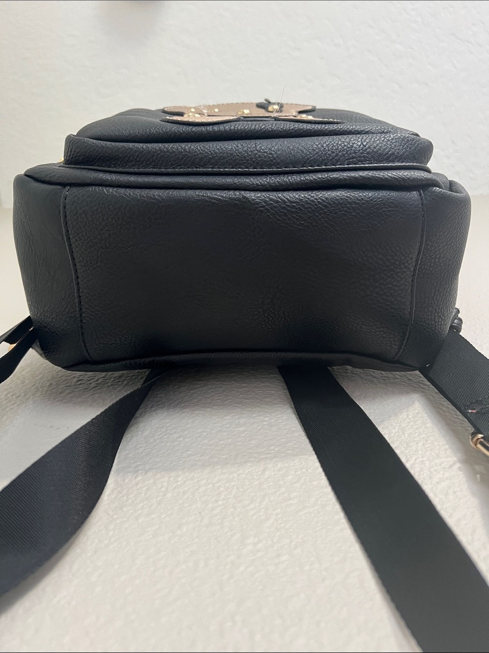 Black Mini Backpack with Gold Teddy Accent - Picture 5 of 12